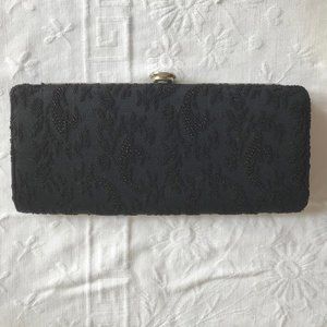 1960s Black Textured Clutch Purse